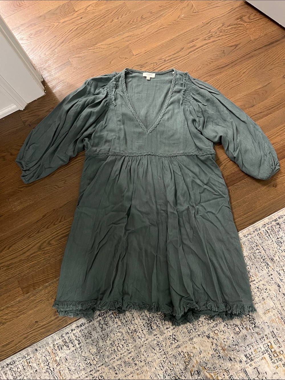 Umgee Green V-Neck Boho Dress